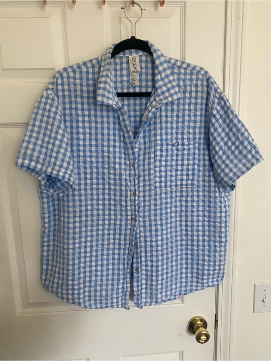 Cotton On Tops - Cotton On 100% cotton Blue Gingham Short-Sleeve Shirt - Casual Summer Style